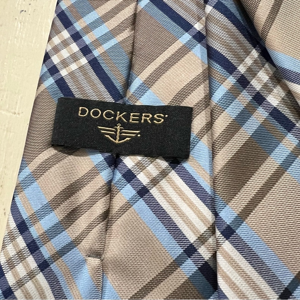 Dockers Tan & Blue Plaid Tie